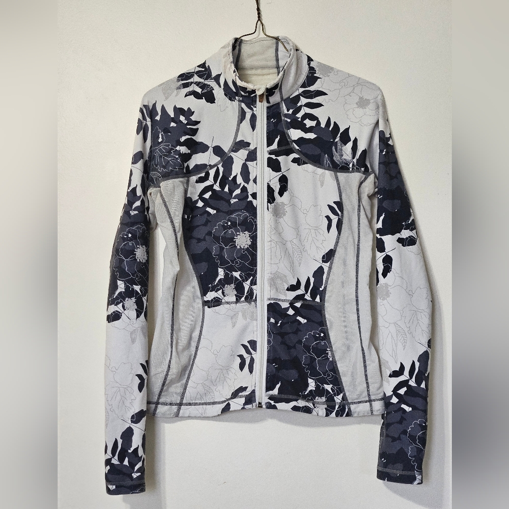 Vintage Lululemon Define Workout Jacket, Floral Print Back Zip Pocket Mesh Small